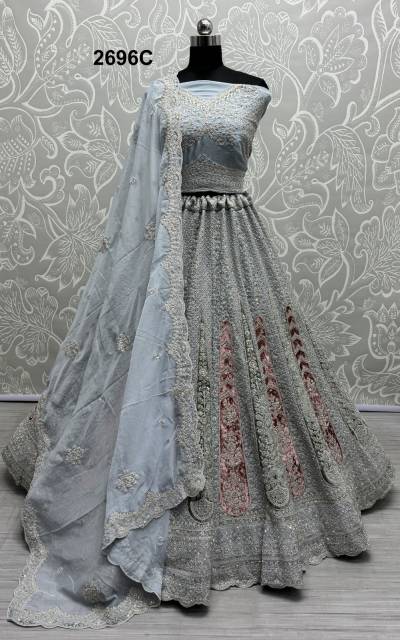 ANJANI ART 2696A TO 2696C DESIGNER GEORGETTE WEDDING LEHENGA CHOLI WHOLESALER IN INDIA