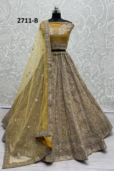 ANJANI ART 2711 COLOUR’S 2711A TO 2711C DESIGNER WEDDING LEHENGA CHOLI WHOLESALER IN SURAT