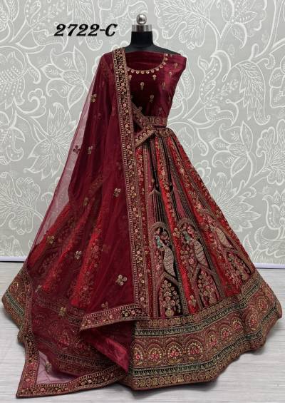 ANJANI ART 2722A TO 2722C DESIGNER WEDDING LEHENGA CHOLI WHOLESALER IN SURAT