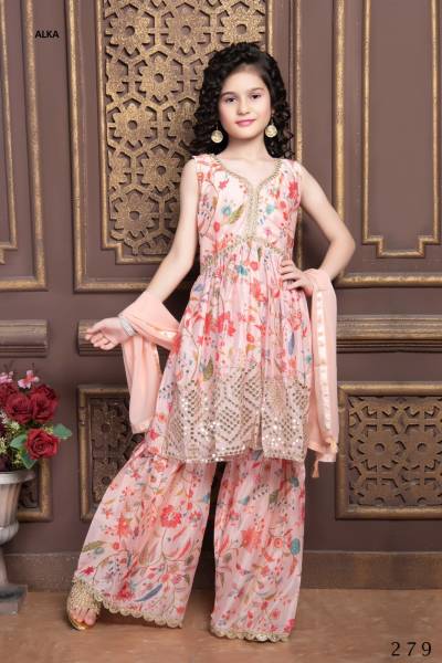 AARADHNA VOL 41 BY ALKA HEAVY EMBROIDERY DESIGNER KIDS LEHENGA CHOLIMANUFACTURER IN INDIA