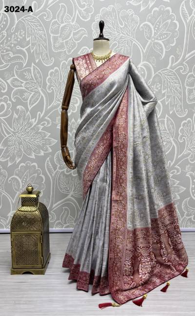 D.NO. 3024A TO 3024C BY ANJANI ART KANJIVARAM SILK SAREES WHOLESALER IN INDIA