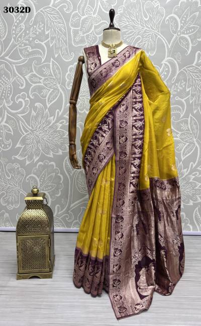 D.NO. 3032A TO 3032E BY ANJANI ART PAPER SILK SAREE MANUFACTURER IN INDIA