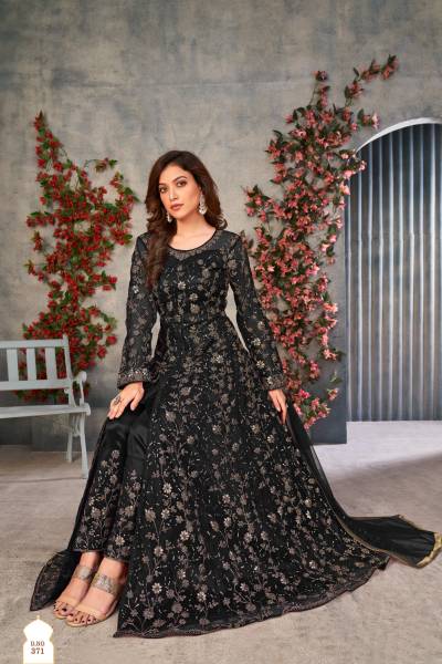 ANJUBAA ANJUBAA VOL-37 371 TO 374 DESIGNER NET GOWN WHOLESALER IN INDIA