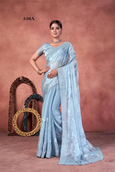 D.NO. 556A TO 556D BY SUMA DESIGNER BURBERRY SAREE WHOLESALER IN INDIA