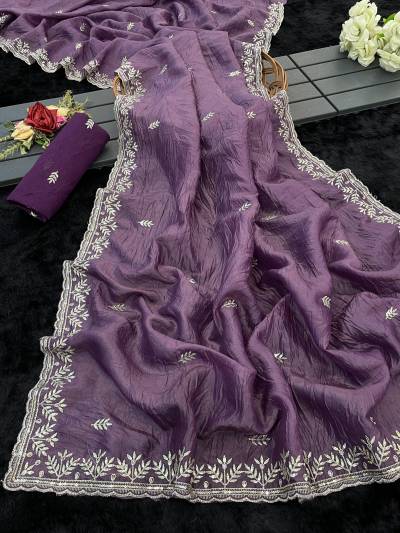 JR 643 COLOUR'S DESIGNER SOFT EMBROIDERY SAREE WHOLESALER IN INDIA