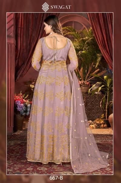 D.NO. – 667A TO 667D BY SWAGAT NET GOWNS WHOLESALER IN INDIA