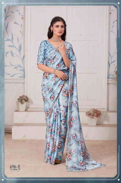 D.NO. 696A TO 696E BY MEHEK SATIN GEORGETTE SAREE WHOLESALER IN INDIA