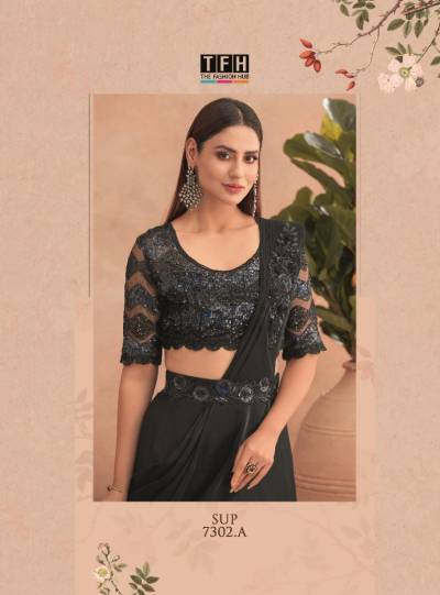SUPER STAR HITS 7302 BY TFH PARTY WEAR SAREE WHOLESALER IN INDIA