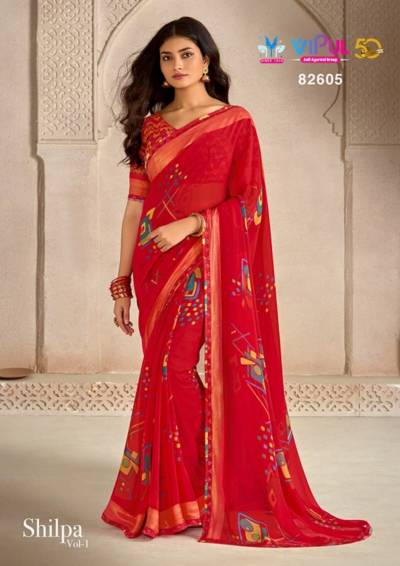 VIPUL SHILPA 82602 TO 82609 DESIGNER GEORGETTE SAREE WHOLESALER IN INDIA