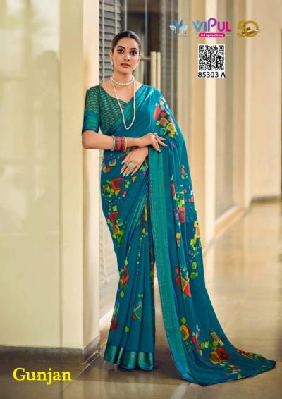 VIPUL GUNJAN 85302A TO 82309A DESIGNER GEORGETTE SAREE WHOLESALER IN INDIA