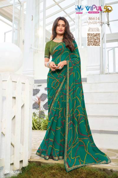 VIPUL SAUGAAT 86607 TO 86614 DESIGNER WETLESS SAREE WHOLESALER IN INDIA