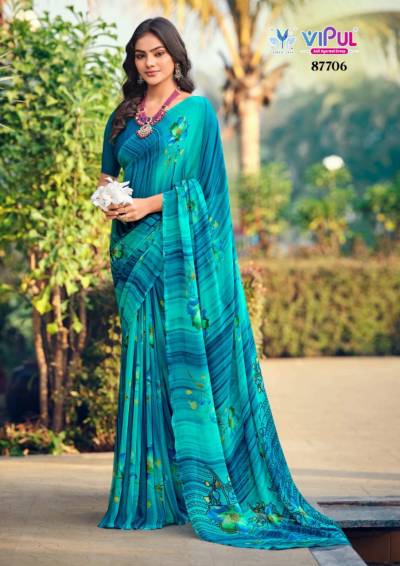 VIPUL SIMRAN 87705 TO 87717 DESIGNER GEORGETTE SAREE WHOLESALER IN INDIA