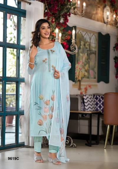 LABEL KHOJ 9619A TO C DESIGNER SALWAR SUIT WHOLESALER IN SURAT