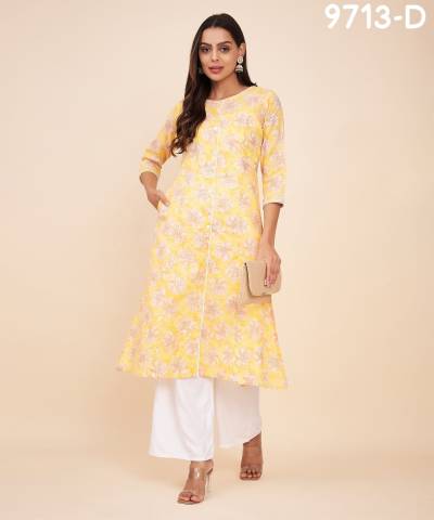 LABEL KHOJ 9713A TO 9713D DESIGNER KURTI WHOLESALER IN SURAT