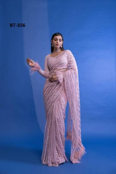 D.NO. BT-356 BY BT HEAVY NYLON BUTTERFLY SAREES DESIGNER SAREE WHOLESALER IN INDIA