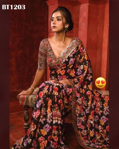 D.NO. BT1203 BY BT EMBROIDERY SAREE WHOLESALER IN INDIA