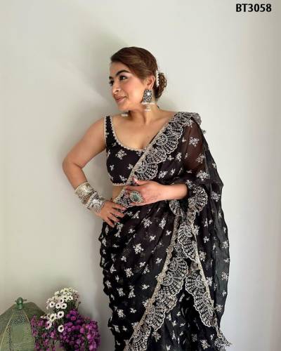 D.NO. BT3058 BY BT EMBRODIERY SAREE MANUCTURER IN INDIA