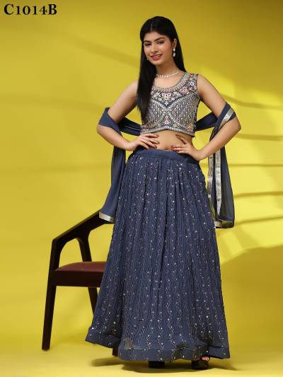 D.NO. C1014A TO C1014D BY AMOHA GEORGETTE LEHENGA CHOLI WHOLESALER IN INDIA