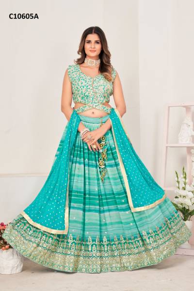 D.NO. C10605A&B BY AMOHA GEORGETTE LEHENGA CHOLI MANUFACTURER IN INDIA