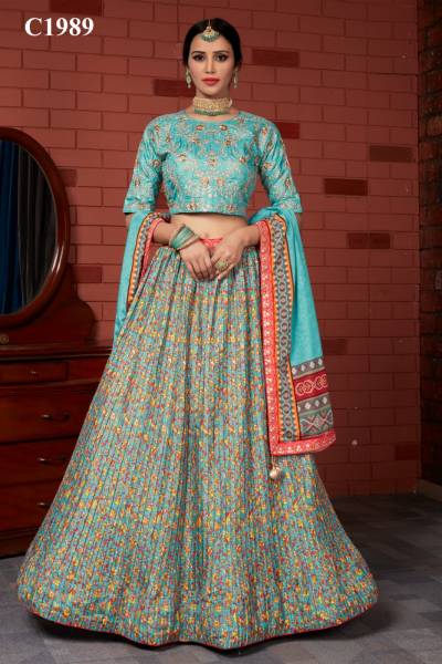 D.NO. C1989 BY AMOHA EMBROIDERY LEHENGA CHOLI MANUFACTURER IN INDIA