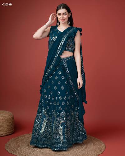 D.NO. C2009A TO C2009D by AMOHA READYMADE LEHENGA SAREE manufacturer in india