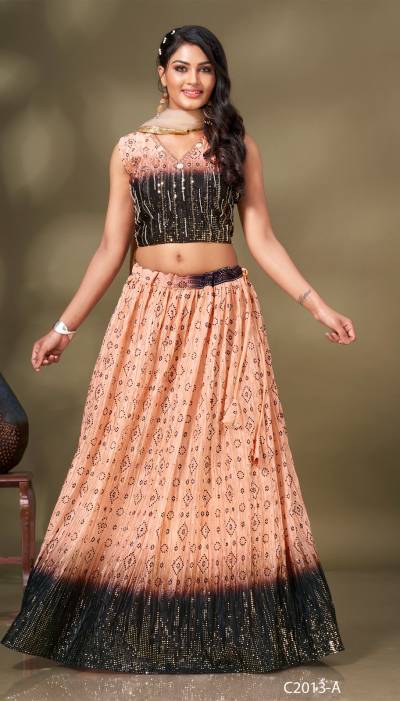 D.NO. C2013A BY AMOHA NET WITH FANCY LEHENGA CHOLI MANUFACTURER IN INDIA