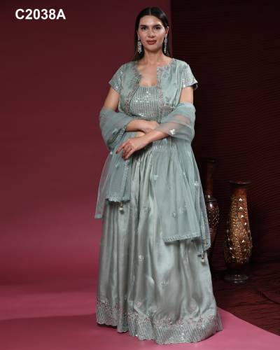 D.NO. C2038A BY AMOHA READYMADE CROP TOP LEHENGA CHOLI MANUFACTURER IN INDIA