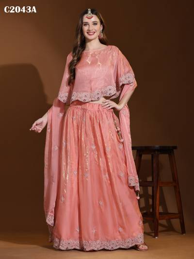 D.NO. C2043A TO C2043C BY AMOHA EMBROIDERED WORK LEHENGA CHOLI WHOLESALER IN INDIA