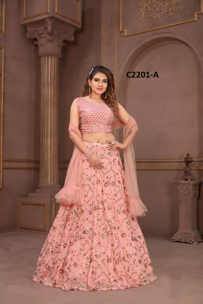 D.NO. C2201-A TO C2201-C BY AMOHA EMBROIDERY LEHENGA CHOLI MANUFACTURER IN INDIA