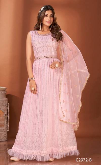 D.NO. C2972A TO C2972C BY MIRROR WORK GOWN WHOLESALER IN INDIA 