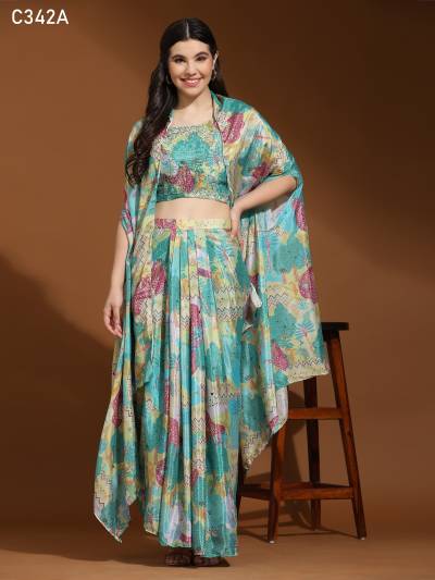 D.NO. C342A BY AMOHA DESIGNER PRINTED WESTERN WEAR WHOLESALER IN INDIA