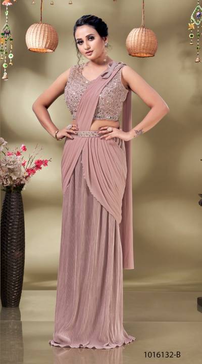 Shop Mauve Embroidered Designer Net Dress Saree Online in USA – Pure  Elegance