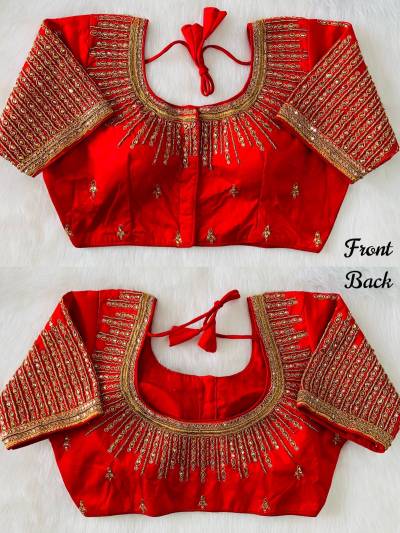 Heavy Satin Silk Embroidered Blouse Wholesaler in Surat