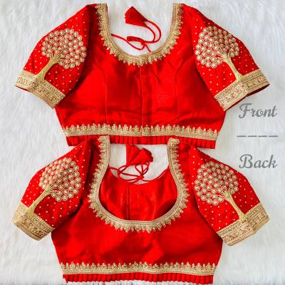 Heavy Malai Silk 3d Embroidery Work Blouse Wholesaler in Surat