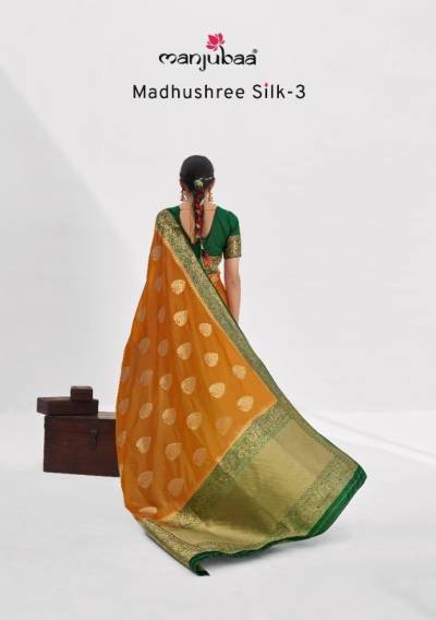 Madhushree Silk Vol 3 By Manjubaa Organza Silk saree Wholesaler in Surat