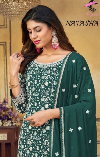Natasha by Nazneen Georgette Embroidered Top & Plazzo Set Wholesaler 