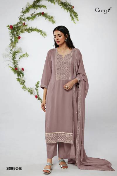 Anaka 992 By Ganga Pure Georgette Embroidered Salwar Suit Wholesaler in Surat