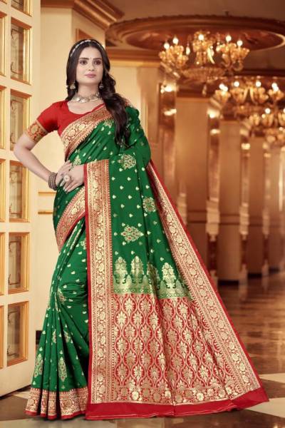 Sagar Impex Traditional Green Colour Silk Saree Wholesaler In India