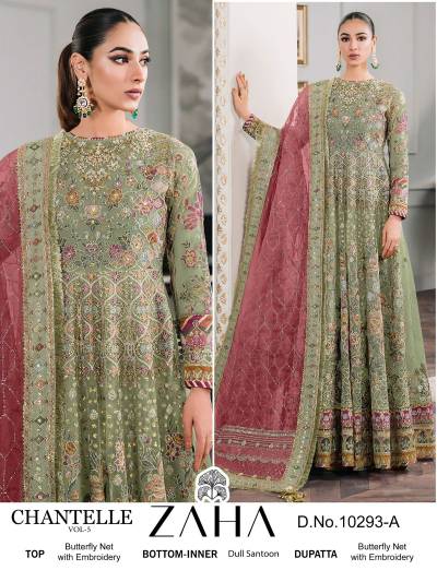 CHANTELLE VOL 5  BY ZAHA DESIGNER PAKISTANI NET SALWAR SUIT WHOLESALER IN INDIA