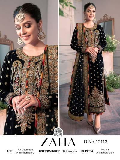 DN 10113 BY ZAHA DESIGNER PAKISTANI GEORGETTE SALWAR SUIT WHOLESALER IN INDIA