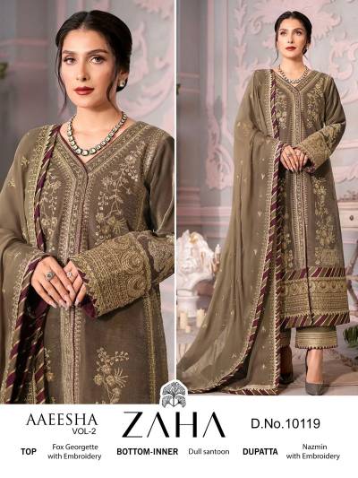 DN 10119 BY ZAHA DESIGNER PAKISTANI GEORGETTE SALWAR SUIT WHOLESALER IN INDIA