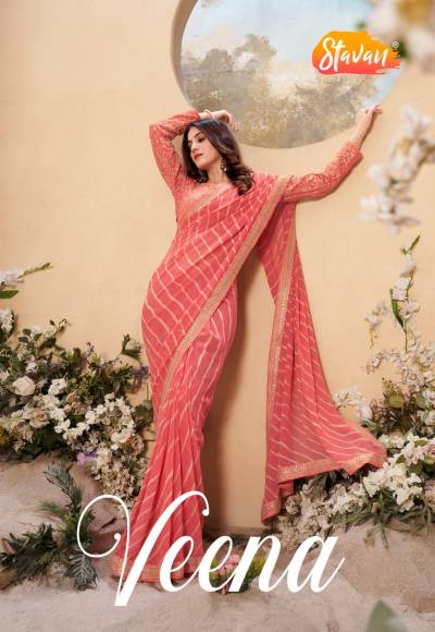 VEENA BY STAVAN DESIGNER EMBROIDERY SAREE WHOLESALER IN INDIA