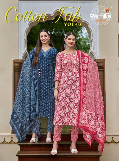 COTTON FAB VOL 3 BY RADHIKA LIFE STYLE DESIGNER COTTON SALWAR SUIT WHOLESALER IN INDIA