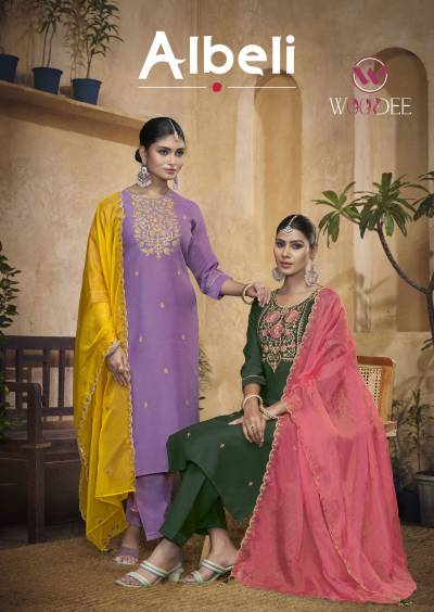 ALBELI BY WOODEE DESIGNER SILK SALWAR SUIT WHOLESALER IN INDIA
