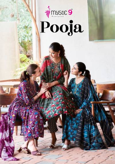 POOJA VOL 9 BY MYSTIC 9 DESIGNER ANARKALI SALWAR SUIT WHOLESALER IN INDIA