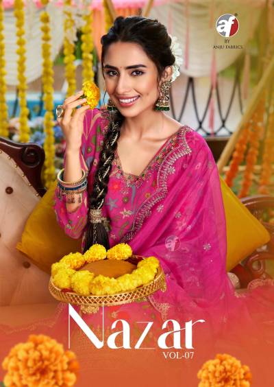 NAZAR VOL 7 BY ANJU FABRIC DESIGNER SALWAR SUIT WHOLESALER IN INDIA