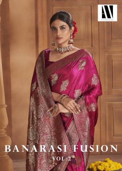 BANARASI FUSION VOL 2 BY AV FASHION DESIGNER SATIN SILK SAREE WHOLESALER IN INDIA