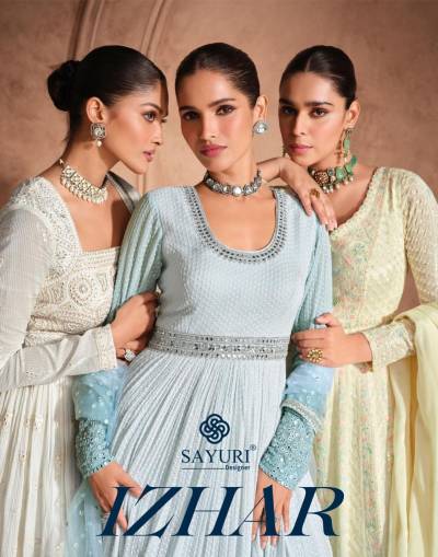 IZHAAR BY SAYURI DESIGNER GEROGETTE GOWN WHOLESALER IN INDIA