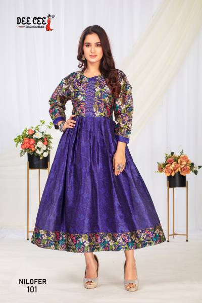 NILOFER BY DEECEE DESIGNER SILK GOWN WHOLESALER IN INDIA