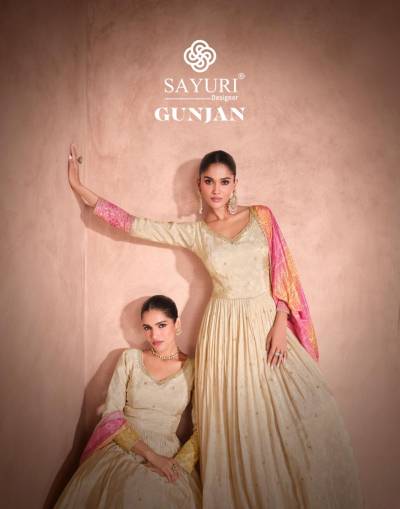 GUNJAN BY SAYURI DESIGNER JACQUARD SILK GOWN WHOLESALER IN INDIA